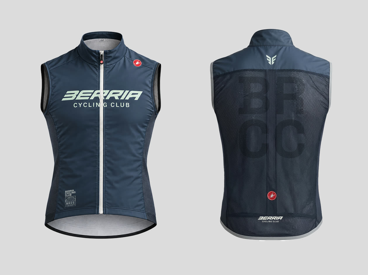 Chaleco Berria Cycling Club, vista frontal y trasera